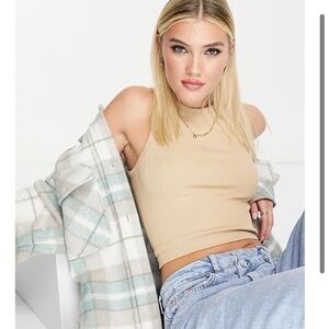 ASOS Beige Ribbed Crop Top